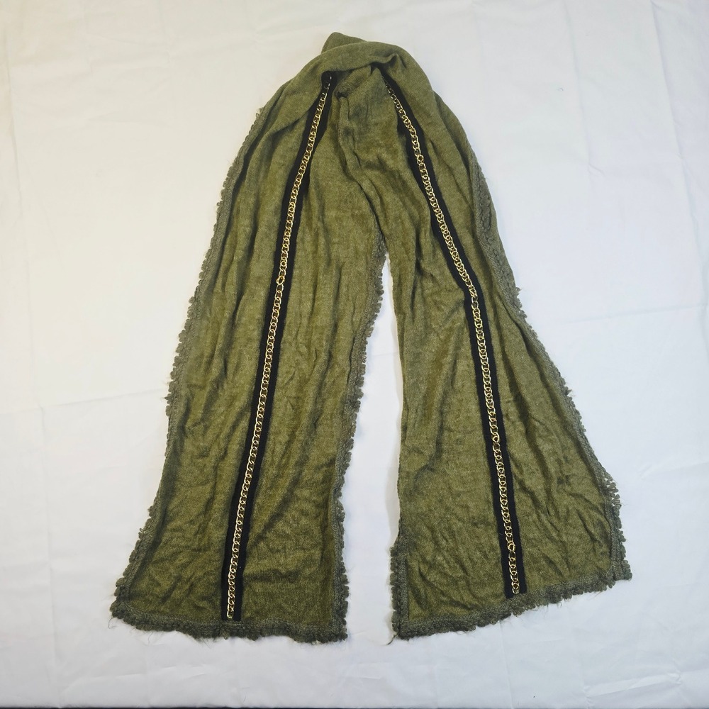 Do Everything In Love Knit Scarf Women's OS Olive Green Gold Chain Accent Boho
